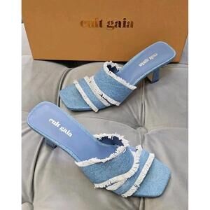CULT GAIA Lake Blue Fringe Sandal Heel Womens Shoes 35.5 5.5
